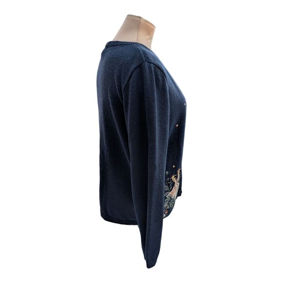 Alfred Dunner Safari Giraffe Sequin Embroidered Cardigan Sweater Petite S VTG - Picture 3 of 9